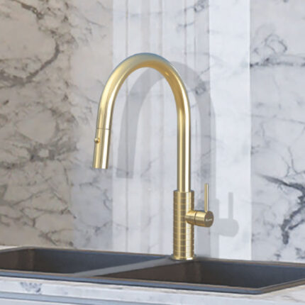 Vòi rửa bát KONOX VENICE Gold nóng lạnh rút dây (1)