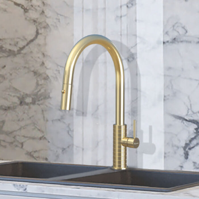 Vòi rửa bát KONOX VENICE Gold nóng lạnh rút dây (1)