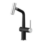 Vòi rửa bát KONOX VOLTA Black nóng lạnh rút dây