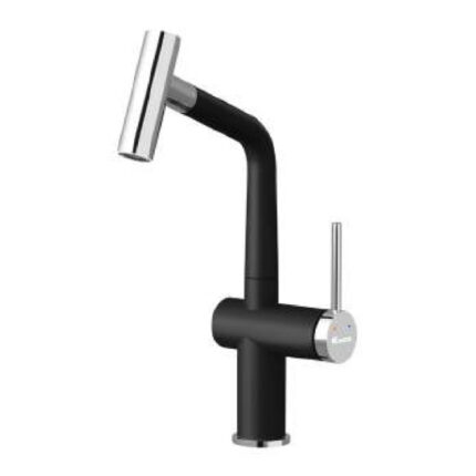 Vòi rửa bát KONOX VOLTA Black nóng lạnh rút dây