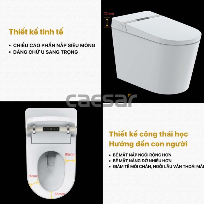Bồn cầu thông minh CAESAR CA1389H nắp rửa điện tử - Ảnh 14