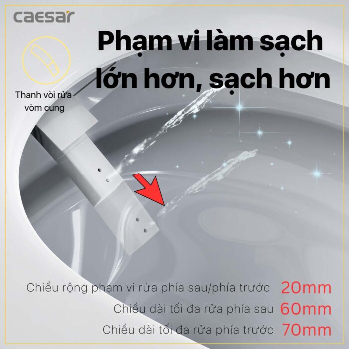 Bồn cầu thông minh CAESAR CA1389H nắp rửa điện tử - Ảnh 8