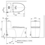 Bản vẽ kĩ thuật Bồn cầu 1 khối INAX AC-989VN (AC989VN) nắp êm