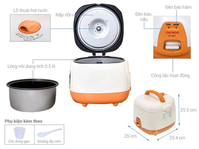 Nồi cơm điện cơ CUCKOO CR-0331 IVDEVNCV 0.54L - Ảnh 2