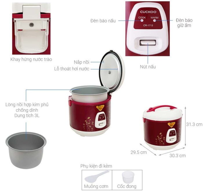 Nồi cơm điện cơ CUCKOO CR-1713R 3.0L - Ảnh 2