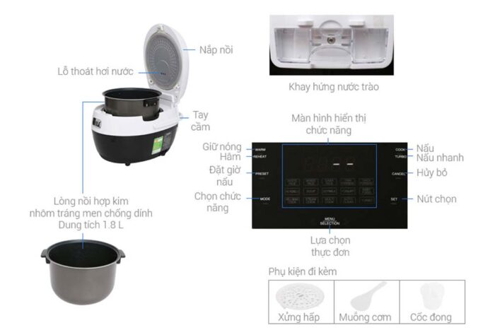 Nồi cơm điện tử CUCKOO CR-1020F BKWHVNCV 1.8L - Ảnh 2