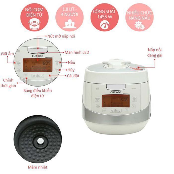 Nồi cơm điện tử CUCKOO CRP-HN1056F WTVNCV 1.8L áp suất cao tần - Ảnh 3