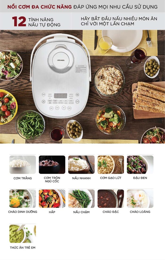 Nồi cơm điện tử CUCKOO CR-0690F SIWHCRVNCV 1.08L - Ảnh 12