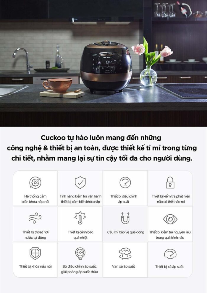Nồi cơm điện tử CUCKOO CRP-AHXB1008F BKBRVNCV 1.8L áp suất cao tần - Ảnh 2