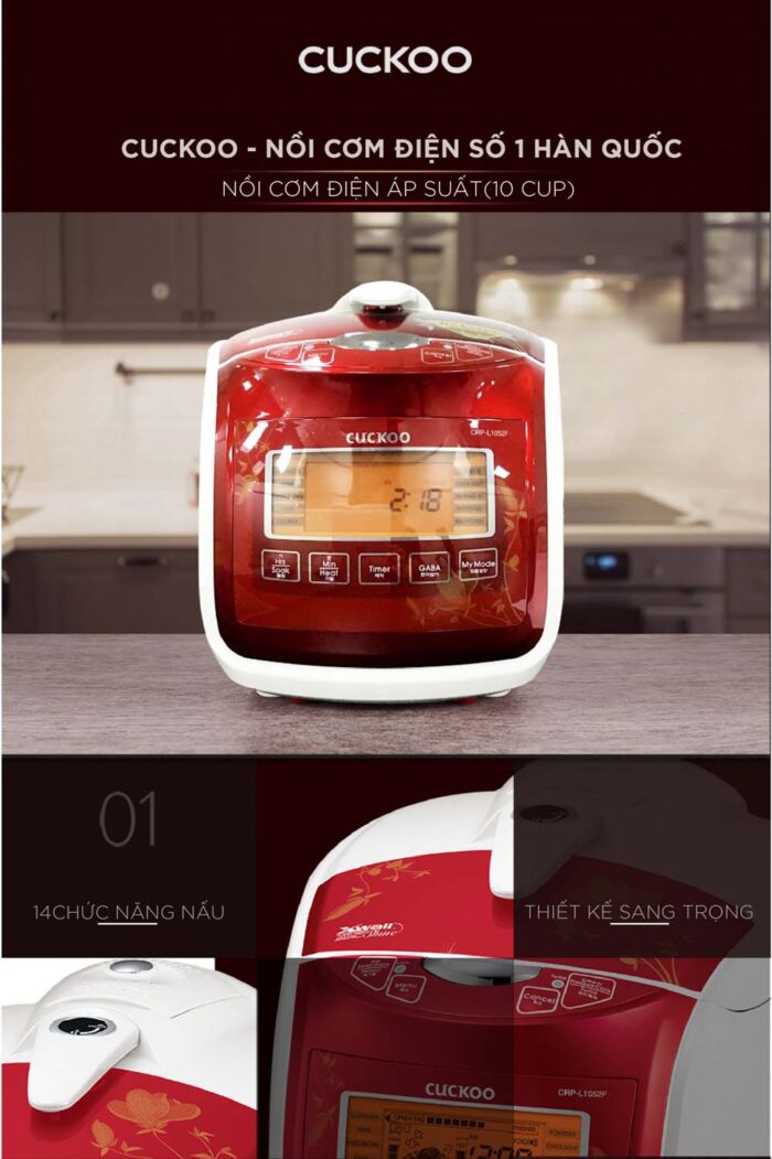 Nồi cơm điện tử CUCKOO CRP-L1052F IVREVNCV 1.8L áp suất - Ảnh 8