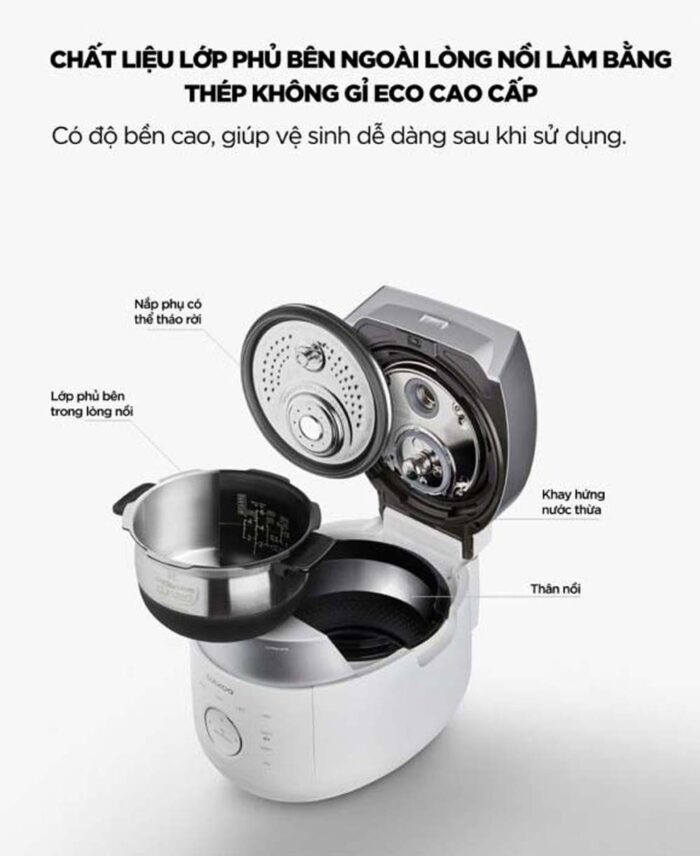 Nồi cơm điện tử CUCKOO CRP-LHTR0609F WHSIVNCV 1.08L áp suất kép cao tần - Ảnh 7