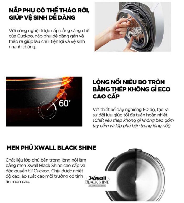 Nồi cơm điện tử CUCKOO CRP-LHTR0609F WHSIVNCV 1.08L áp suất kép cao tần - Ảnh 4