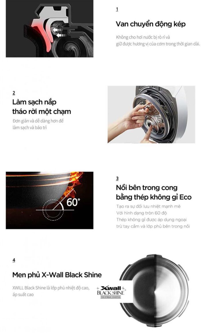 Nồi cơm điện tử CUCKOO CRP-LHTR0610FB 1.08L áp suất kép cao tần - Ảnh 4