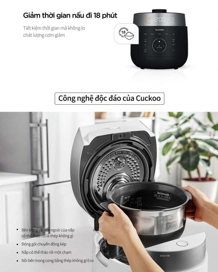 Nồi cơm điện tử CUCKOO CRP-LHTR0610FB 1.08L áp suất kép cao tần - Ảnh 6