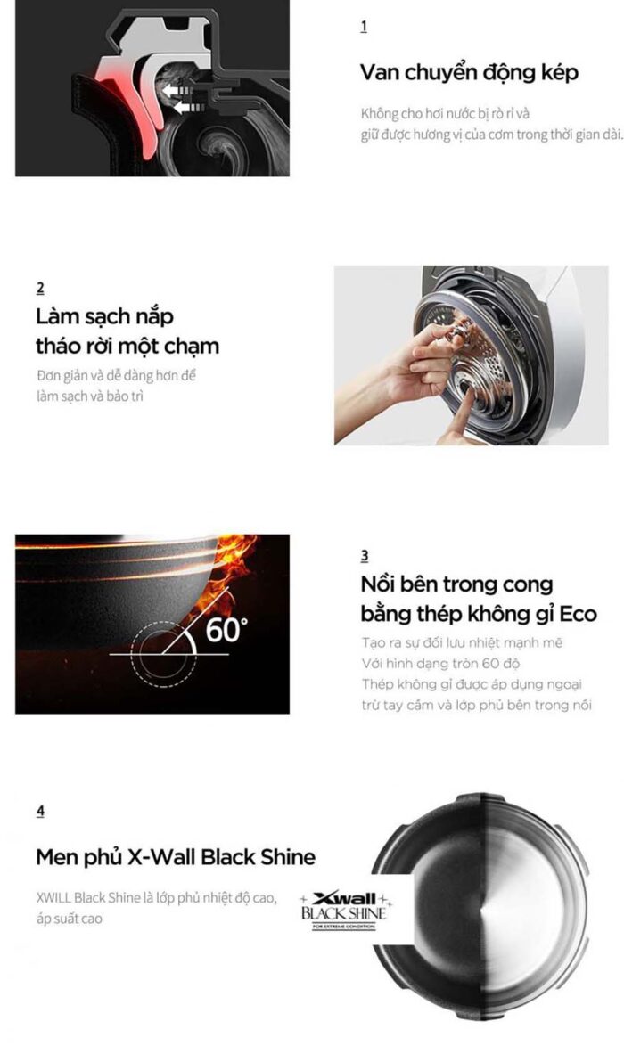 Nồi cơm điện tử CUCKOO CRP-LHTR0610FW 1.08L áp suất kép cao tần - Ảnh 4