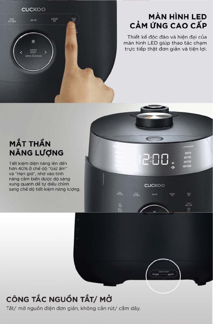 Nồi cơm điện tử CUCKOO CRP-LHTR1009F BKSIVNCV 1.8L áp suất kép cao tần - Ảnh 12
