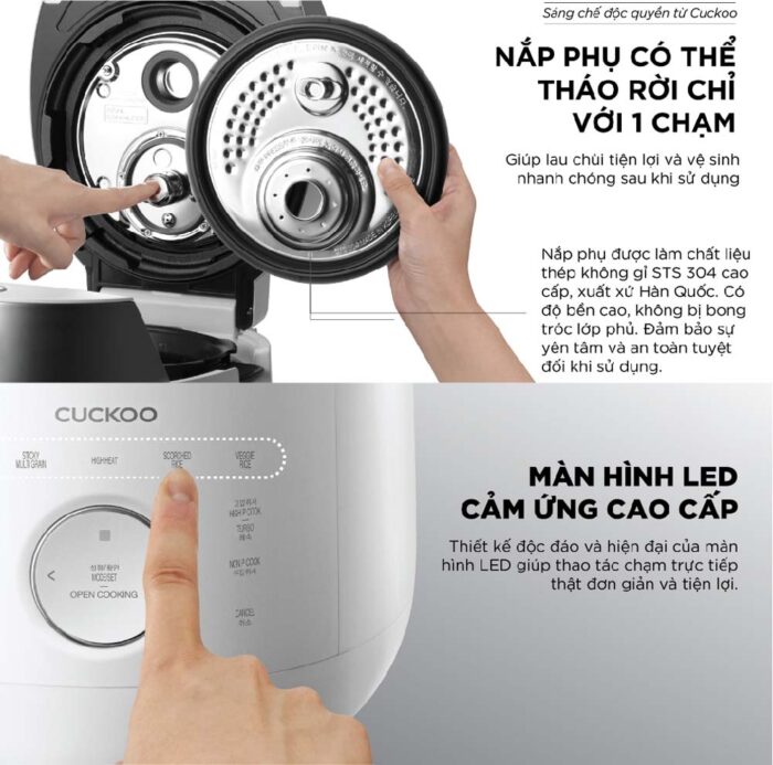 Nồi cơm điện tử CUCKOO CRP-LHTR1009F WHSIVNCV 1.8L áp suất kép cao tần - Ảnh 12