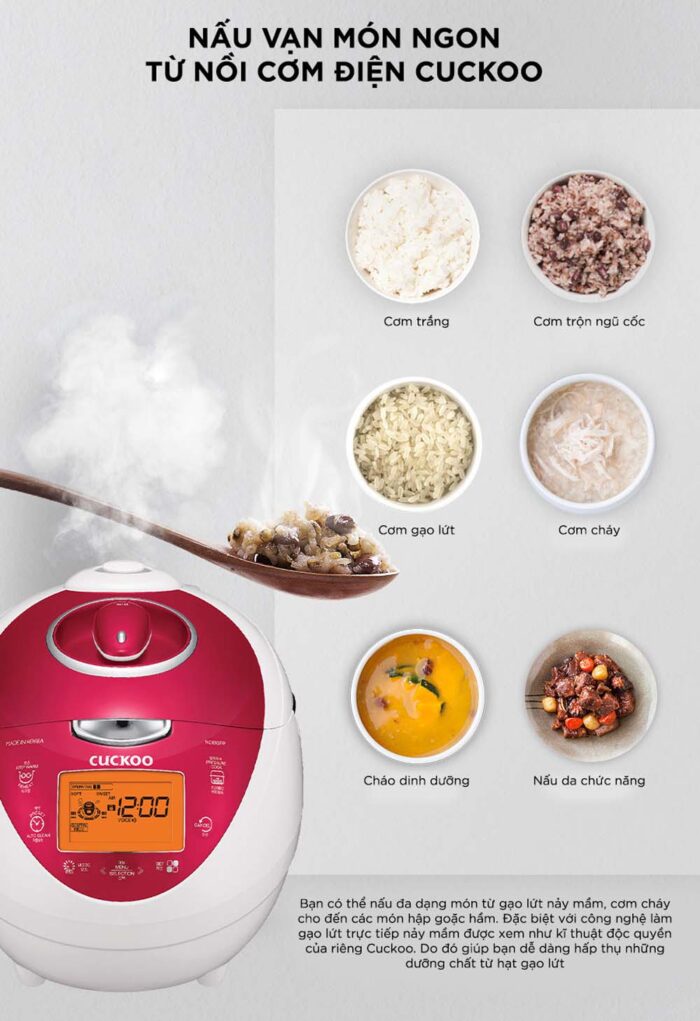 Nồi cơm điện tử CUCKOO CRP-N0601F WHRPVNCV 1.08L áp suất - Ảnh 4