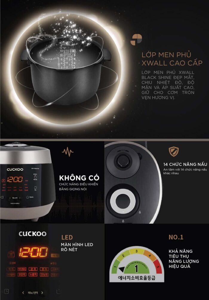 Nồi cơm điện tử CUCKOO CRP-PK1000S P2PIVNCV 1.8L áp suất - Ảnh 8