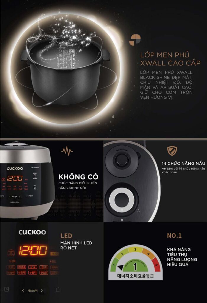 Nồi cơm điện tử CUCKOO CRP-PK1000S P2RDVNCV 1.8L áp suất - Ảnh 7