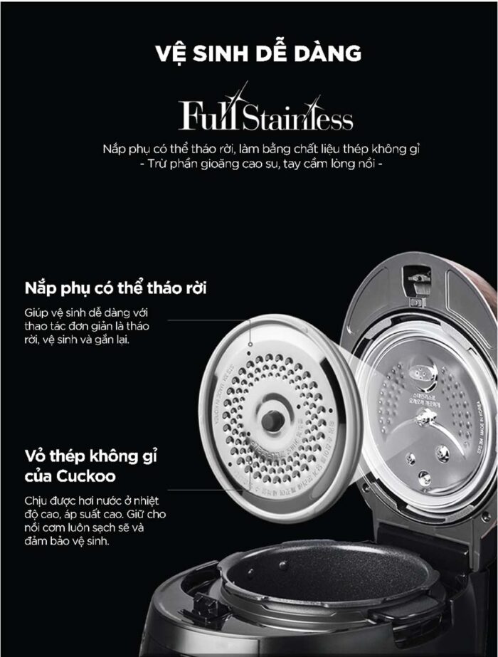 Nồi cơm điện tử CUCKOO CRP-QS1010FG BKPGIDBP 1.8L áp suất - Ảnh 6