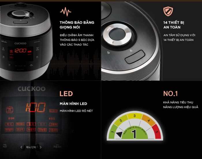 Nồi cơm điện tử CUCKOO CRP-QW1000F SIBKVNCV 1.8L áp suất - Ảnh 9