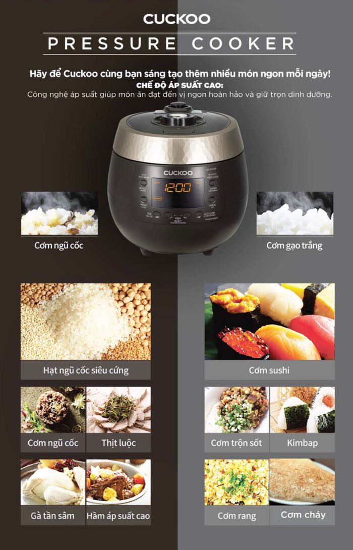Nồi cơm điện tử CUCKOO CRP-R0600F BKGBCRVNCV 1.08L áp suất - Ảnh 8