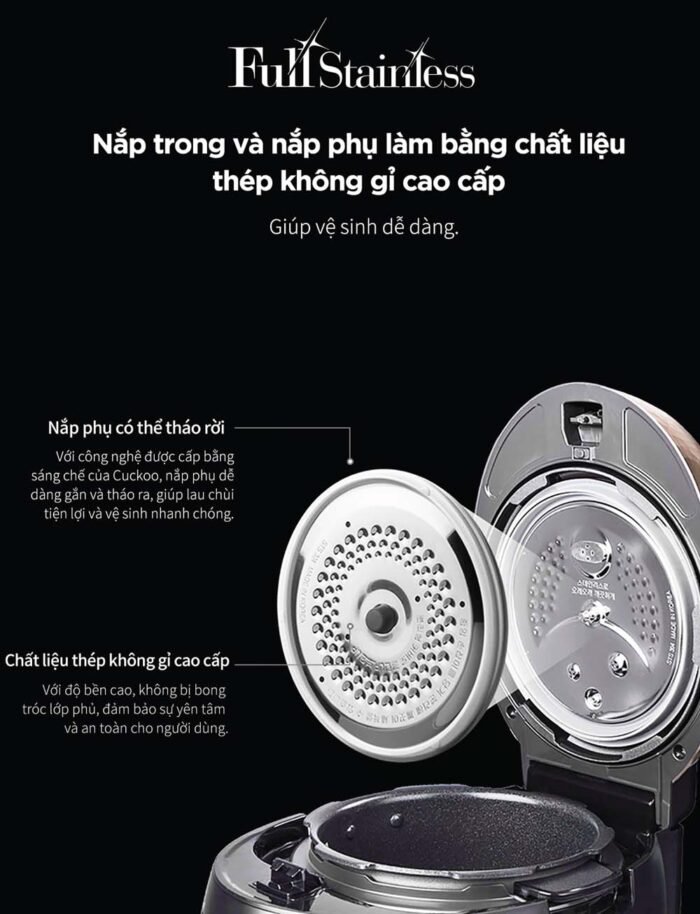 Nồi cơm điện tử CUCKOO CRP-R1000F BKGBCRVNCV 1.8L áp suất - Ảnh 7