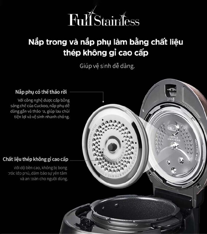 Nồi cơm điện tử CUCKOO CRP-RT1008F WHPGVN 1.8L áp suất kép - Ảnh 8