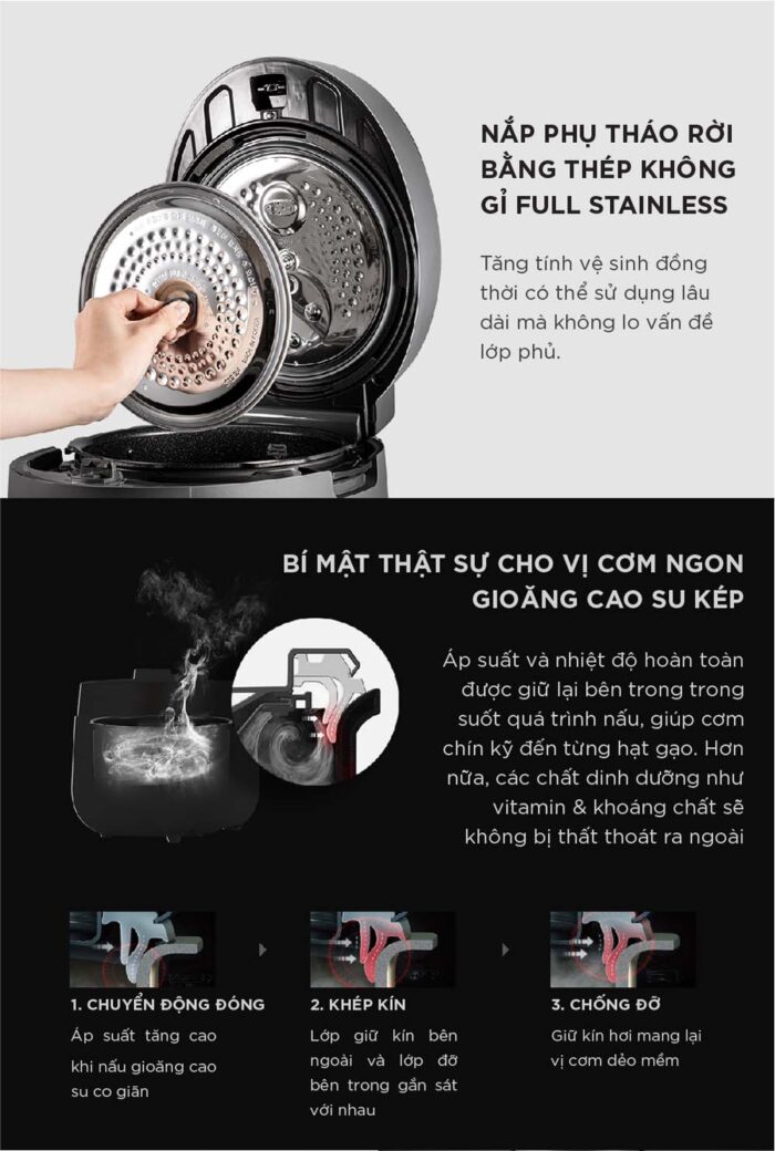 Nồi cơm điện tử CUCKOO CRP-ST0610FG 1.08L áp suất kép - Ảnh 6