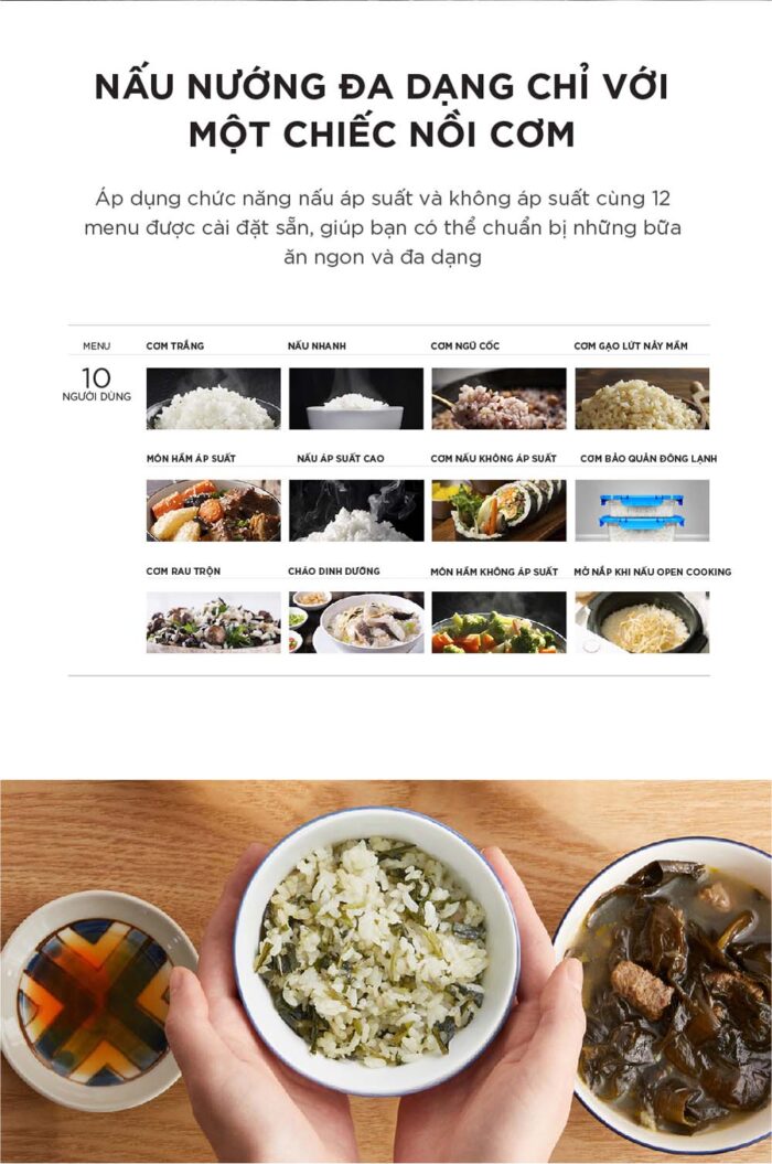 Nồi cơm điện tử CUCKOO CRP-ST1010FG 1.8L áp suất kép - Ảnh 4
