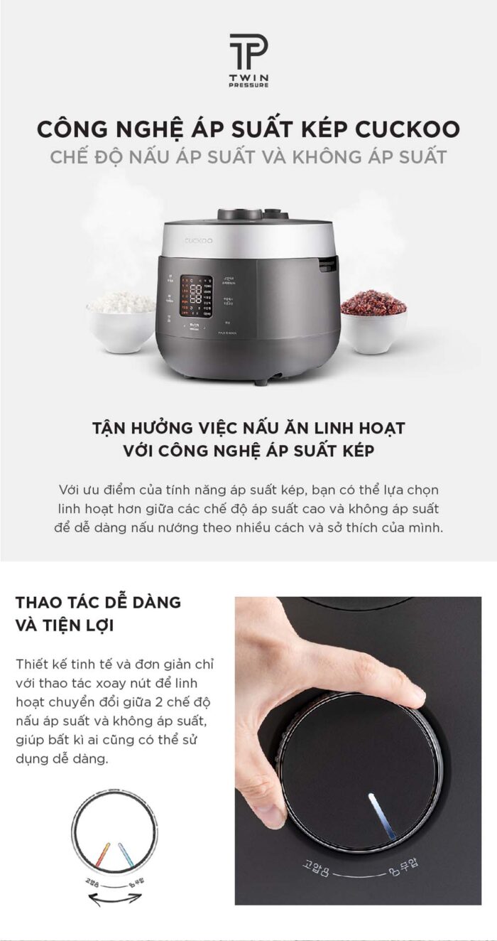 Nồi cơm điện tử CUCKOO CRP-ST1010FG 1.8L áp suất kép - Ảnh 12