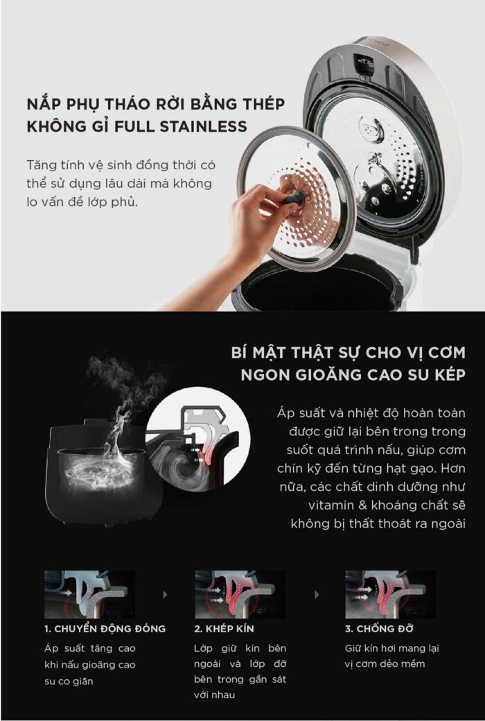 Nồi cơm điện tử CUCKOO CRP-ST1010FW 1.8L áp suất kép - Ảnh 6