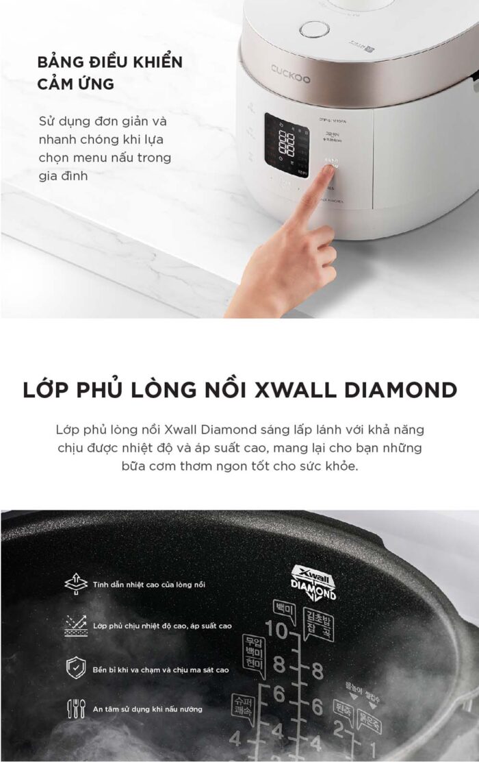 Nồi cơm điện tử CUCKOO CRP-ST1010FW 1.8L áp suất kép - Ảnh 5