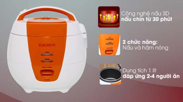Nồi cơm điện cơ CUCKOO CR-0661O ORVN 1.08L - Ảnh 2