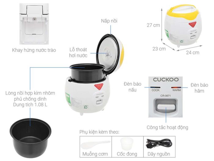 Nồi cơm điện cơ CUCKOO CR-0681Y 1.08L - Ảnh 2