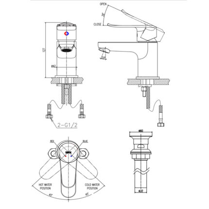 bản-vẽ-kỹ-thuật-Vòi-lavabo-INAX-LFV-2012S-R-nóng-lạnh