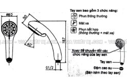 Tay sen tắm INAX BF-SC1 (-1C) 3 chế độ massage tăng áp