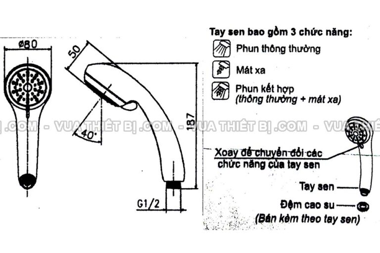 Tay sen tắm INAX BF-SC1 (-1C) 3 chế độ massage tăng áp