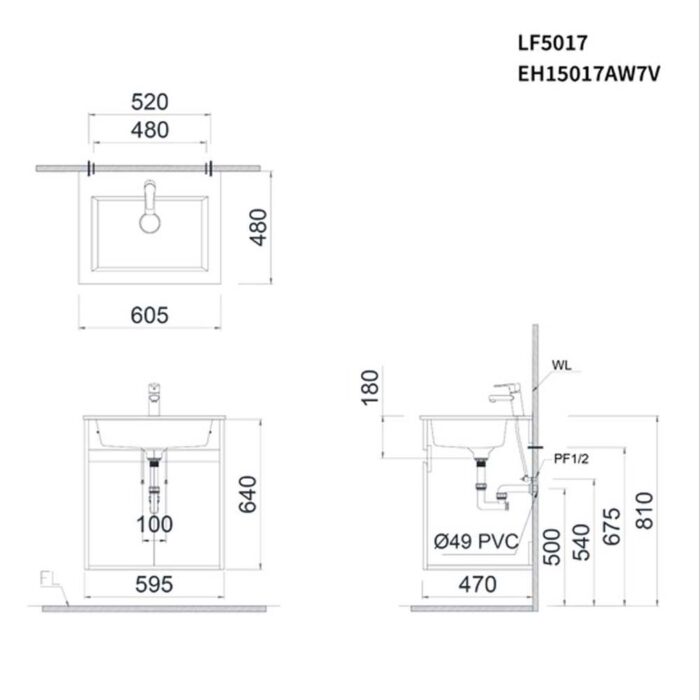 Tủ lavabo CAESAR LF5017 EH15017AW7V - Ảnh 3