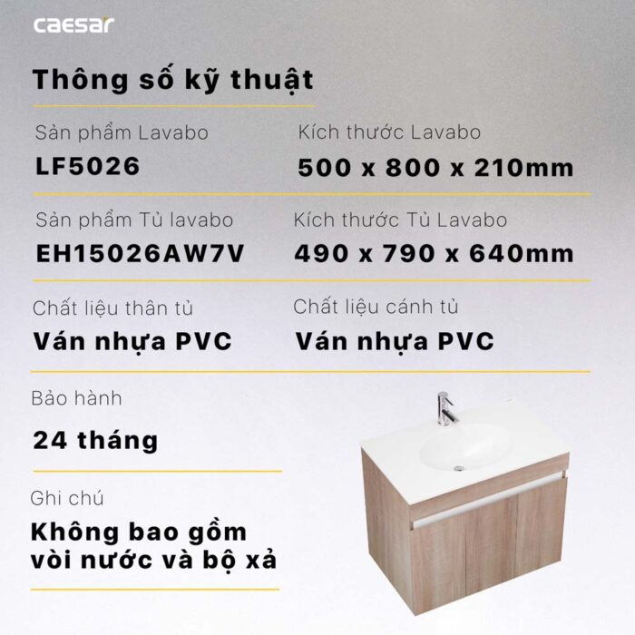 Tủ lavabo CAESAR LF5026 EH15026AW7V - Ảnh 2