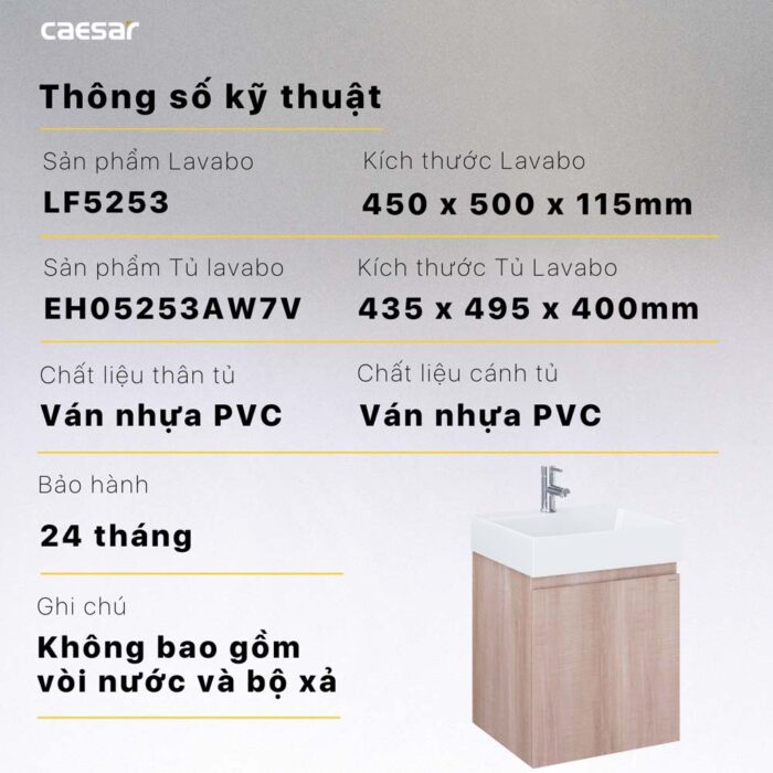 Tủ lavabo CAESAR LF5253 EH05253AW7V - Ảnh 2