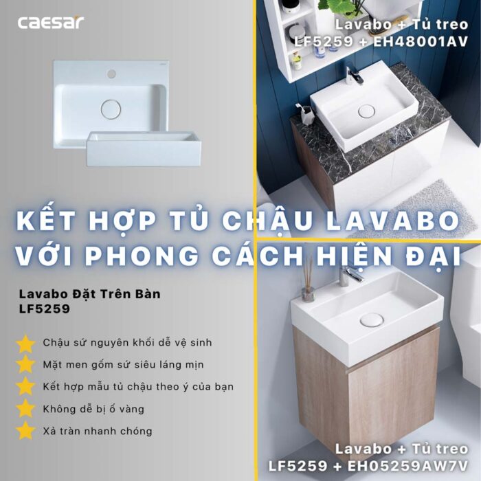 Tủ lavabo CAESAR LF5259 EH05259AW7V - Ảnh 4
