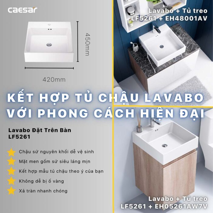 Tủ lavabo CAESAR LF5261 EH05261AW7V - Ảnh 8