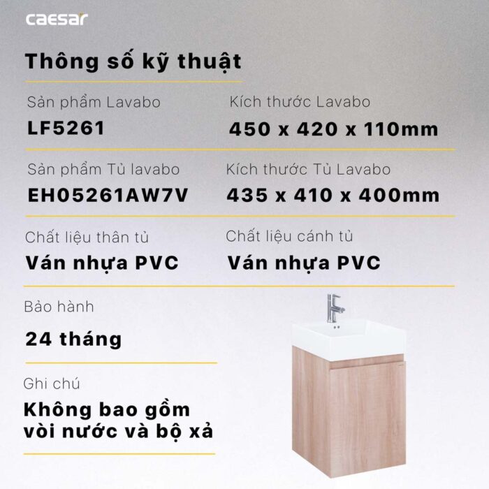 Tủ lavabo CAESAR LF5261 EH05261AW7V - Ảnh 9
