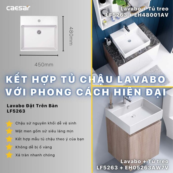Tủ lavabo CAESAR LF5263 EH05263AW7V - Ảnh 9