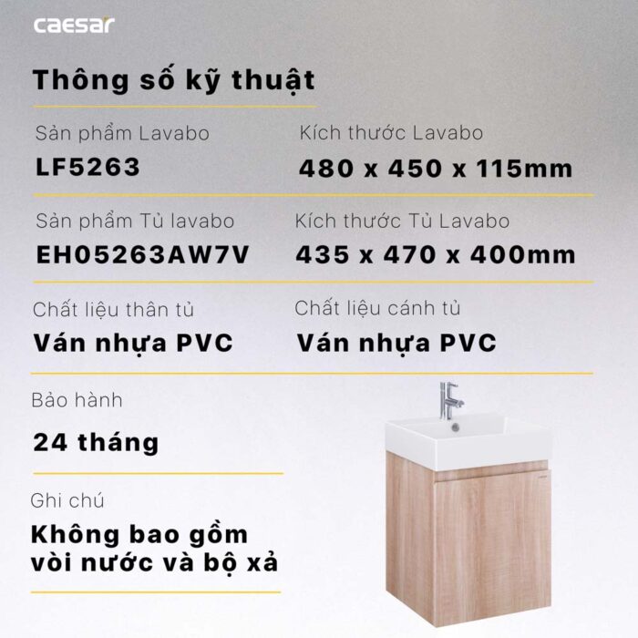 Tủ lavabo CAESAR LF5263 EH05263AW7V - Ảnh 2