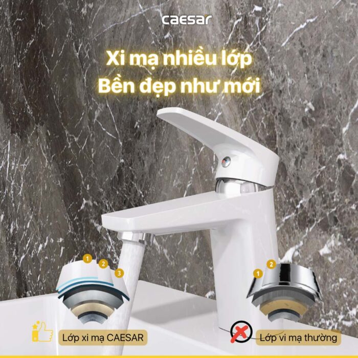 Vòi lavabo CAESAR B390CRU nóng lạnh - Ảnh 6