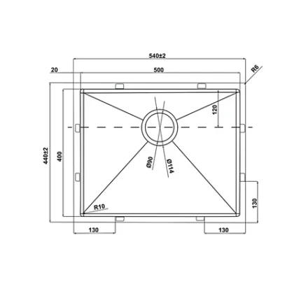 Bản Vẽ Kỹ Thuật Chậu rửa bát Inox Hafele HS21-SSN2S60P 567.94.070