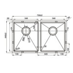 Bản Vẽ Kỹ Thuật Chậu rửa bát Inox Hafele HS22-SSN2S90P 567.94.000